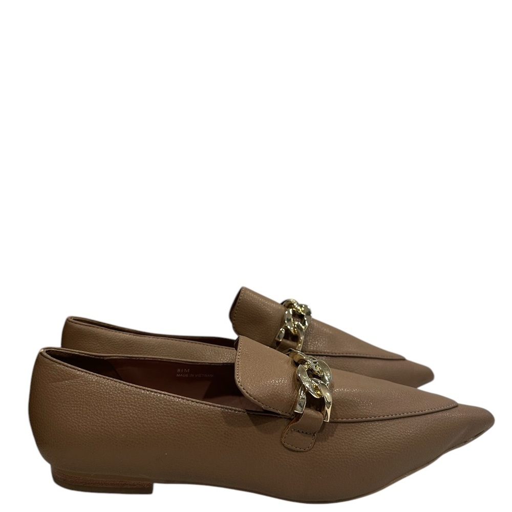 Linea Paolo Mabel Pointed Toe Brown & Gold Loafers Slip-On Design Sz8.5M - Picture 5 of 8